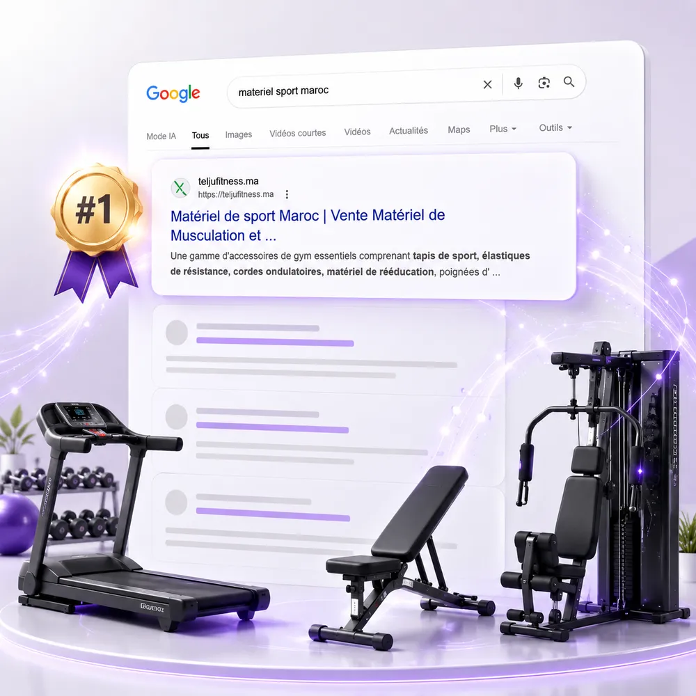 teljufitness.ma classé n°1 sur Google.ma pour la requête « materiel sport maroc »